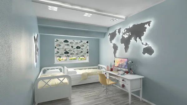 Moderne Mooie Childroom Ontwerp — Stockfoto