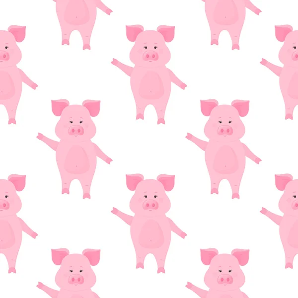 Cute pig cartoon characters. Piggy. Funny animal seamless pattern