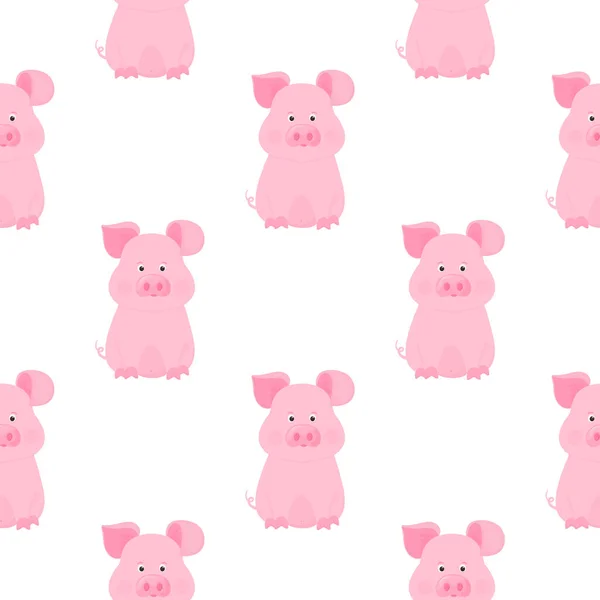 Cute pig cartoon characters. Piggy. Funny animal seamless pattern