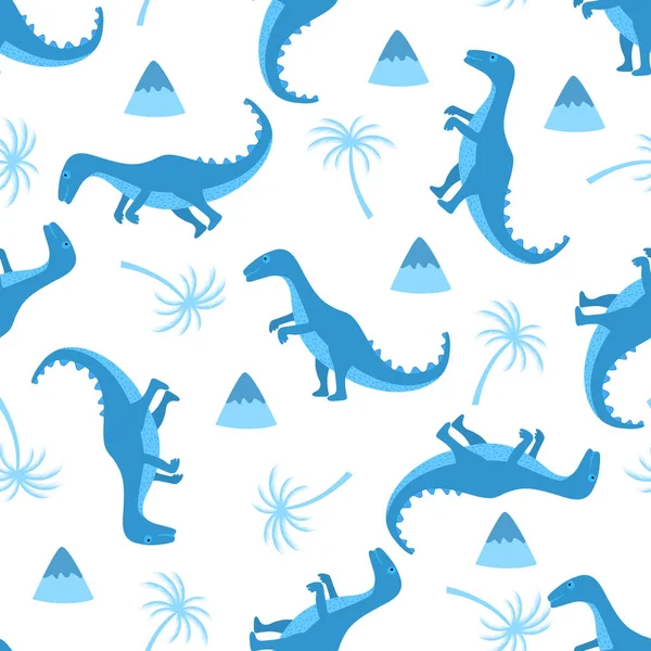 Funny hand drawn dinosaurs. Seamless pattern for nursery, textile, kids apparel.
