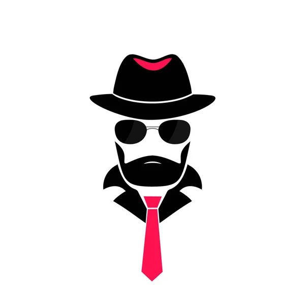 Avatar Man Hat Sunglasses Secret Agent Icon Mafioso — Stock Vector ...