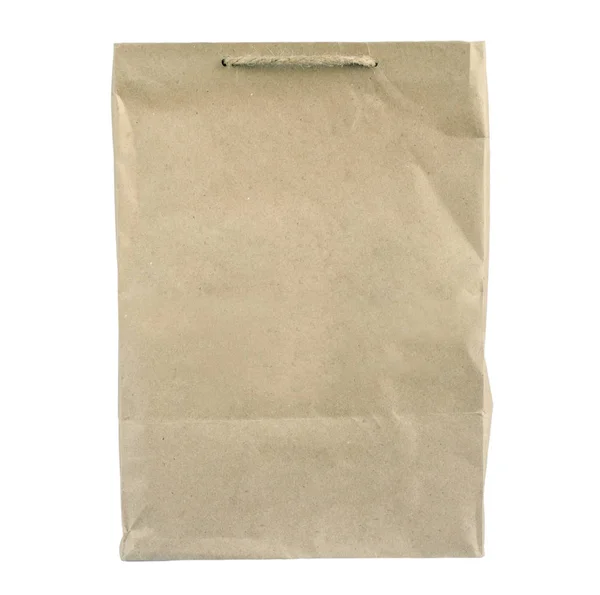 Recykling Papieru Torba Białym Tle Kraft Papierowa Torba Skręconych Uchwyty — Zdjęcie stockowe