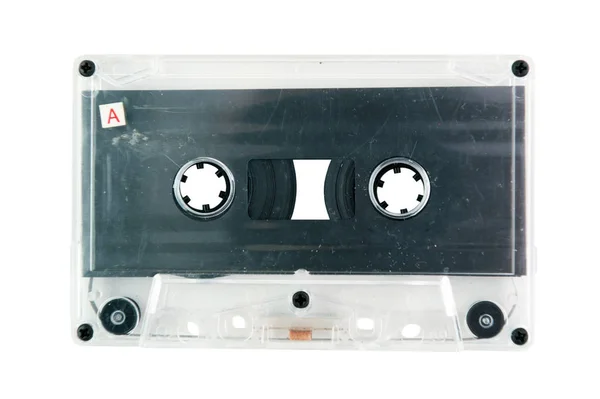 Крупный План Винтажной Аудиокассеты Изолированной Белом Фоне — стоковое фото