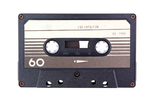 Крупный План Винтажной Аудиокассеты Изолированной Белом Фоне — стоковое фото