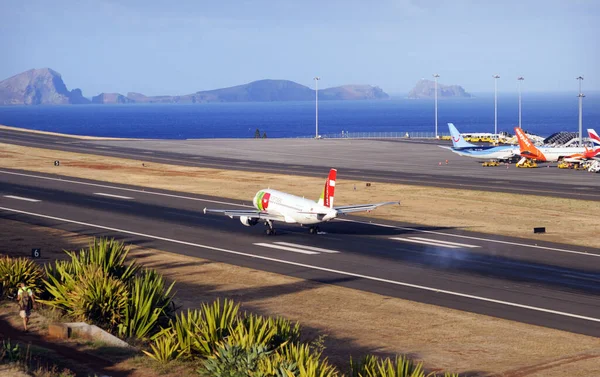 Funchal Madeira Agosto 2018 Tap Portugal Airbus A319 111 Funchal — Fotografia de Stock