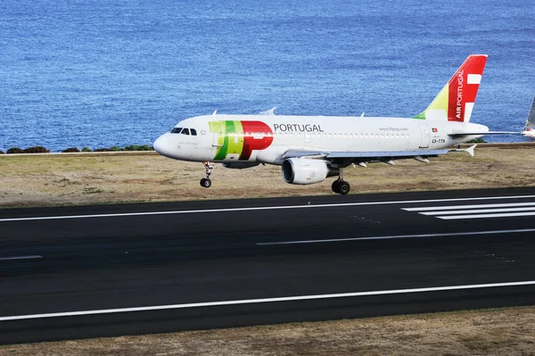 Funchal Madeira Agosto 2018 Tap Portugal Airbus A319 111 Funchal — Fotografia de Stock