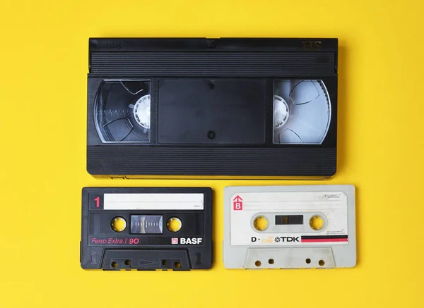 Belarus Minsk 2020 Old Audio Cassettes Basf Tdk 비디오 카세트 — 스톡 사진