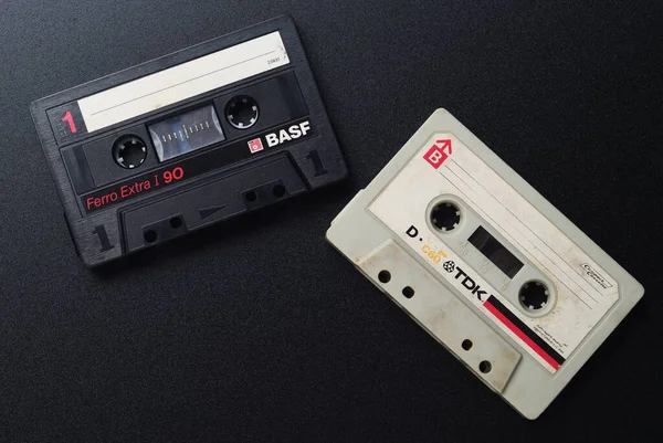 Belarus Minsk 2020 Old White Black Vintage Audio Cassette Basf — 스톡 사진