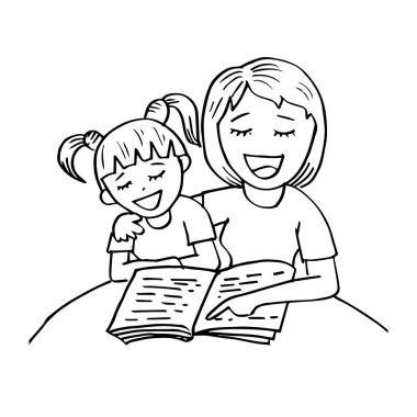 Anne çocuğuna kitap okuyor.