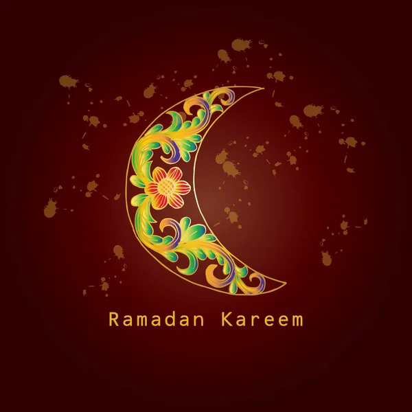 Biglietto Auguri Ramadan Kareem Con Luna Decorativa — Foto Stock