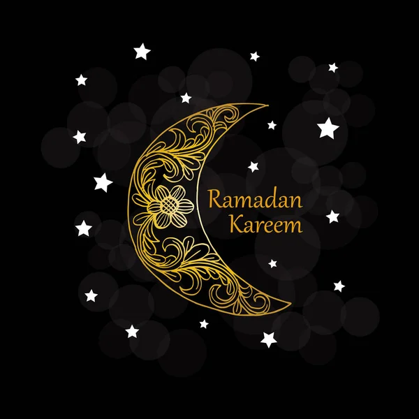 Ramadan Kareem Üdvözlés Kártya Val Dekoratív Hold — Stock Fotó