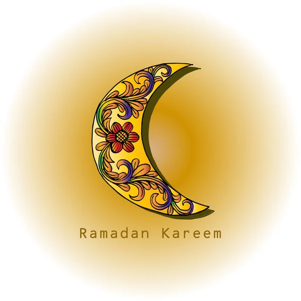 Tarjeta Felicitación Ramadán Kareem Con Luna Decorativa — Foto de Stock