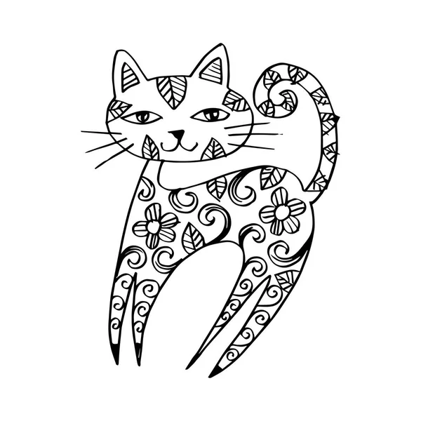 Cute Cat Doodle Outline — Stock Photo, Image