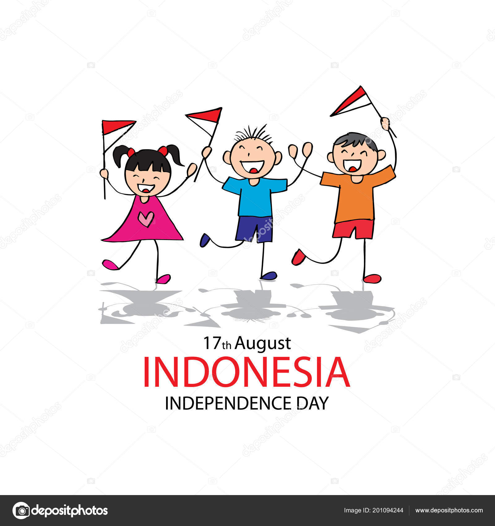 Independence Day Indonesia Hand Drawing Boy Girl Holding Flag Stock Photo By C Handini Independence Day Indonesia Hand Drawing Boy Girl Holding Flag Stock Photo By C Handini