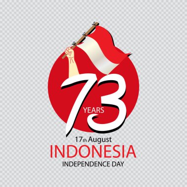 17 Ağustos. Endonezya bağımsızlık günü tebrik kartı. Vektör çizim