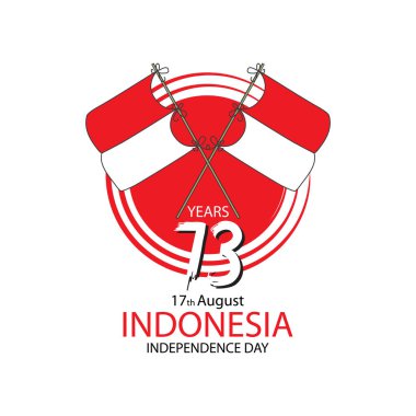 17 Ağustos. Endonezya bağımsızlık günü tebrik kartı. Vektör çizim