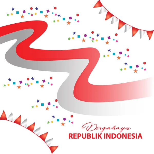 Poster Festival Hari Kemerdekaan Indonesia Dengan Bendera — Stok Foto