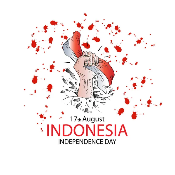 Illustration Hand Indonesia Flag Independence Day — Stock Photo, Image