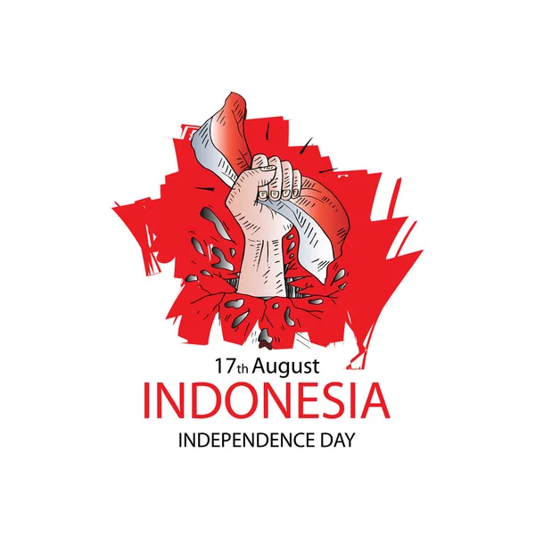 Illustration Hand Indonesia Flag Independence Day — Stock Photo, Image