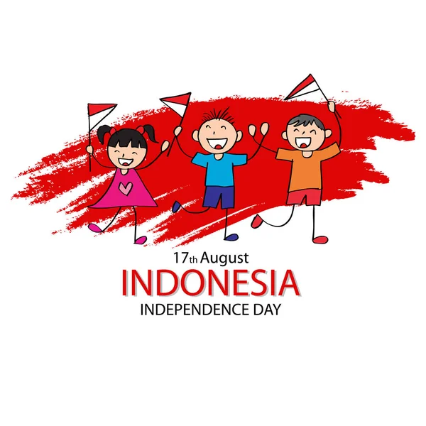 День Независимости Индонезии Мальчик Девочка Флагом Руках — стоковое фото