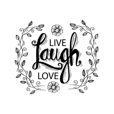 Elle çizilmiş tipografi poster canlı gülmek aşk. İnspirational alıntı.