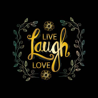 Elle çizilmiş tipografi poster canlı gülmek aşk. İnspirational alıntı.