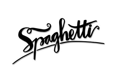 Spagetti kelime, tipografi yazı el.