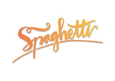 Spagetti kelime, tipografi yazı el.