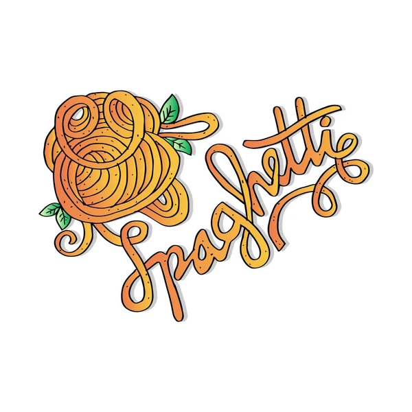 スパゲッティ テキスト 図をレタリングの手 — ストック写真