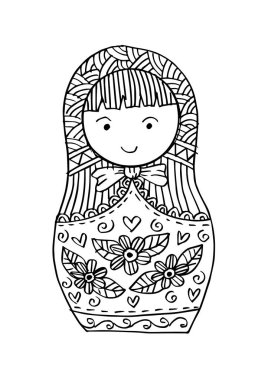  Russian doll Matrioshka eşarp doodle