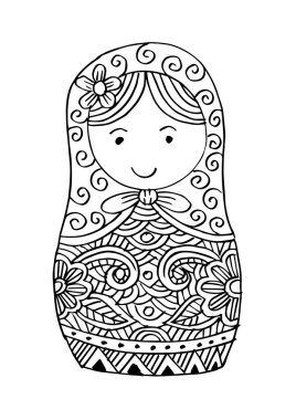  Russian doll Matrioshka eşarp doodle