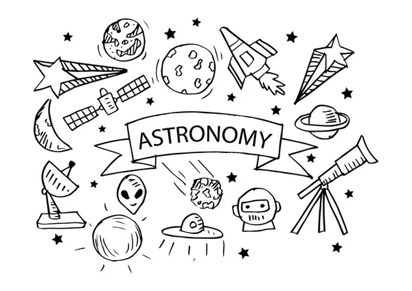 Astronomi Ikoner Set Hand Ritning Illustration — Stockfoto