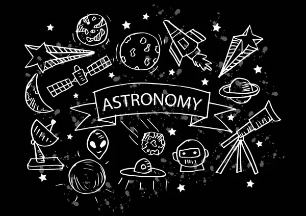 Astronomie Ikonen Gesetzt Handzeichnung Illustration — Stockfoto