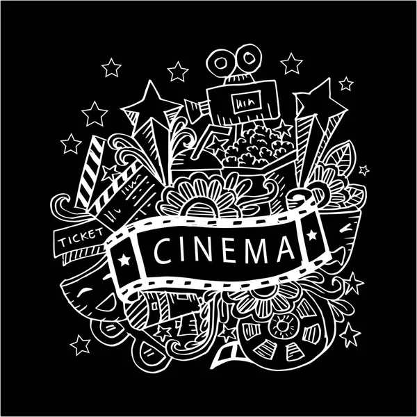 Cinema Icons Set Hand Drawing Illustration — Stock Photo, Image