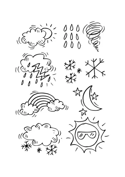Weer Doodle Set Hand Tekenen Van Illustratie — Stockfoto