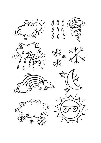 Weather Doodle Set. hand drawing illustration.