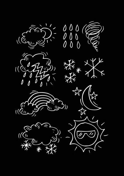 Météo Doodle Set Dessin Main Illustration — Photo