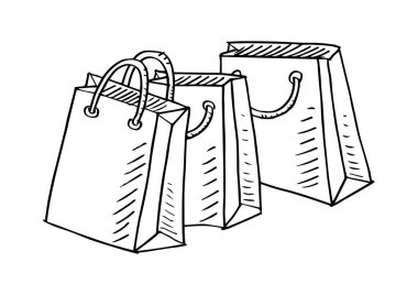  Alışveriş torbaları tasarım. Öğe etiketleri, ambalaj ve kartları tasarımı için kroki