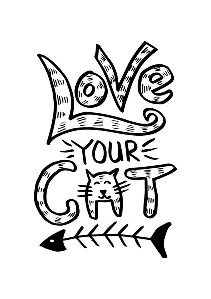 Adoro Letras Tua Mão Gato Citação Motivacional — Fotografia de Stock