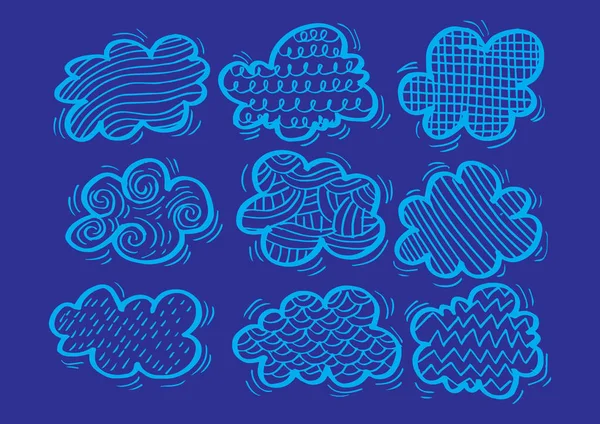 Doodle Conjunto Nubes Contorno — Foto de Stock