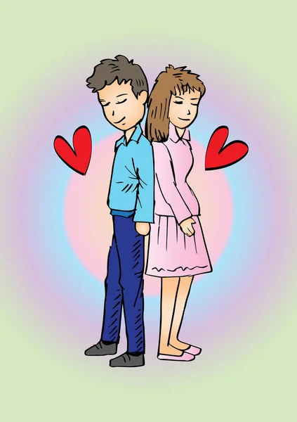 Cute Couple Hand Drawing Illustration — Stock Photo, Image