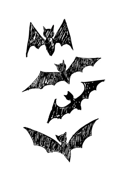 Halloween Bat Visage Effrayant Ensemble Icône Vectorielle — Photo