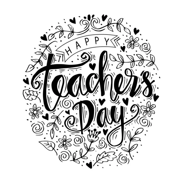 Happy Teacher Day Hand Lettering Kartu Ucapan — Stok Foto