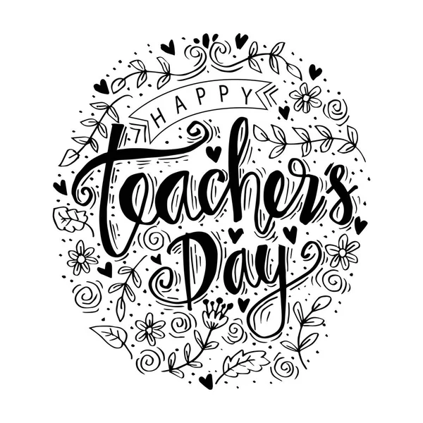 Happy teacher\'s day hand lettering.For greeting card.