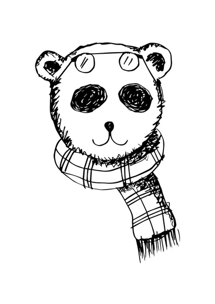 Mão Desenho Ilustração Bonito Panda — Fotografia de Stock