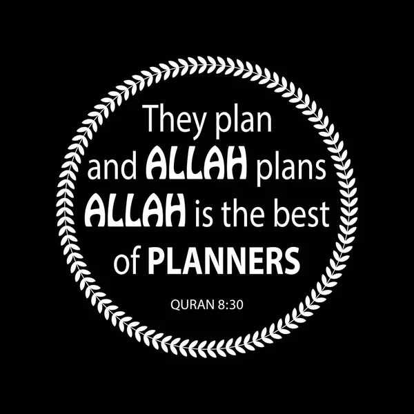 Plánují Alláh Plány Alláh Nejlepší Plánovačů Citovat Korán Ruční Písmo — Stock fotografie