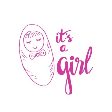 Bu bir kız var. Bebek duş tebrik kartı