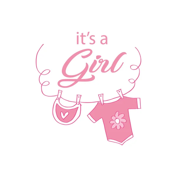 Uma Rapariga Bebê Chuveiro Cartão Saudação — Fotografia de Stock