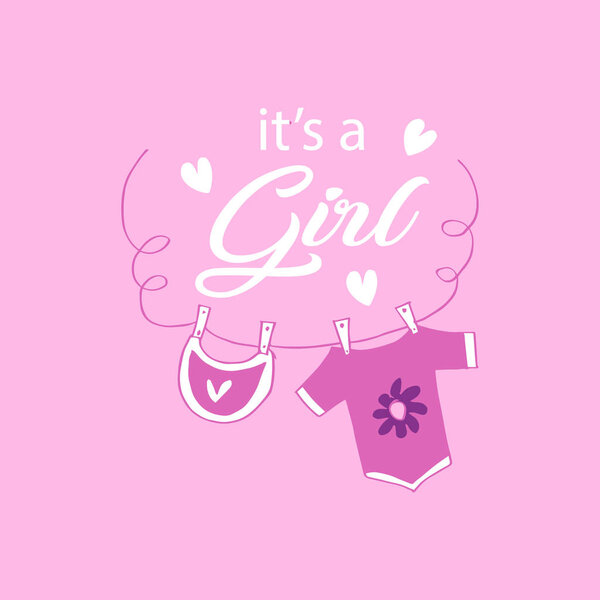 It's a Girl. Baby shower greeting card