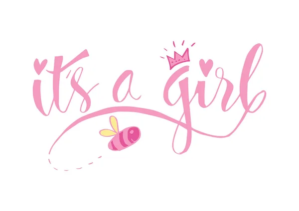Ist Ein Mädchen Schriftzug Baby Dusche Design Karte Für Einladung — Stockfoto